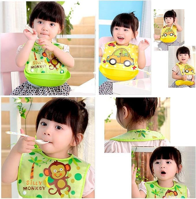 BabyGo Silicone Baby Feeding Bib with Pocket | Waterproof Food Catcher Bib for Babies, Infants & Toddlers | Adjustable Neck | Soft, Washable & Reusable | Ideal for Self Feeding & Weaning | Pack of 1 - Image 2