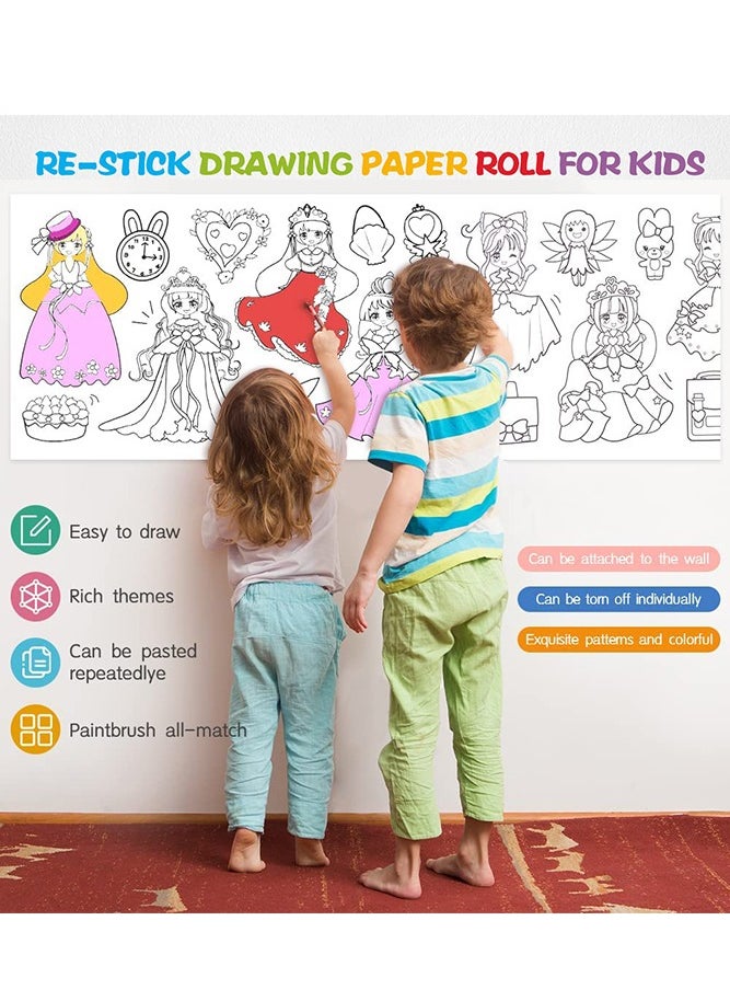 Bebiland - Kids Drawing Roll with Princess Pattern Coloring Drawing Paper for DIY Painting Color Filling - Image 1
