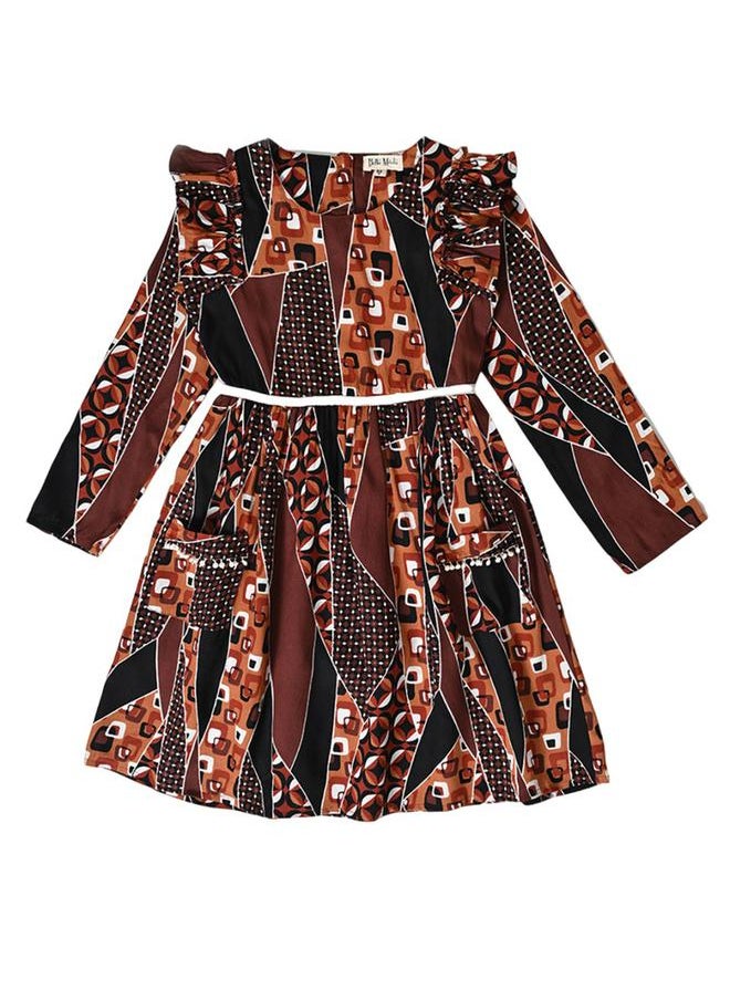 BELLA MODA All Over Print Ruffle Sleeves Dress by Styli  - Image 5