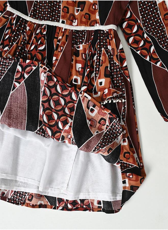BELLA MODA All Over Print Ruffle Sleeves Dress by Styli  - Image 3