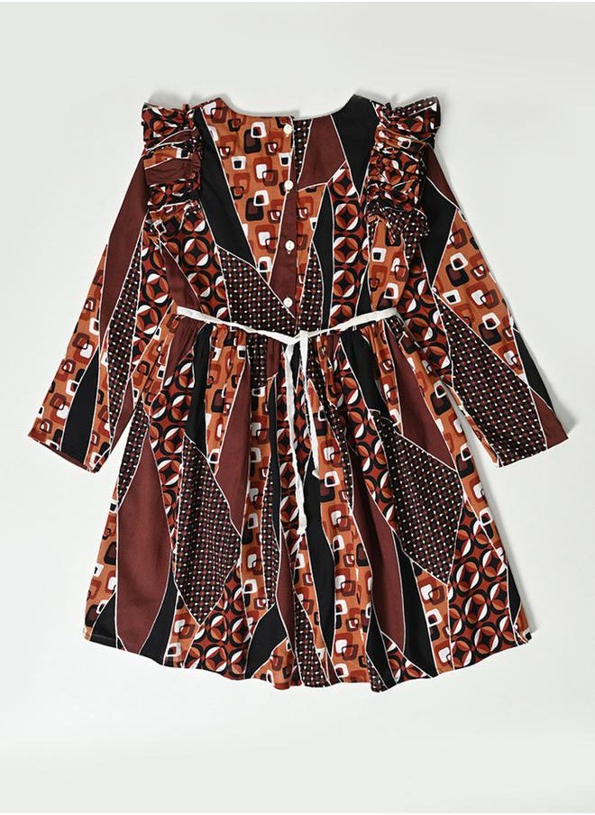 BELLA MODA All Over Print Ruffle Sleeves Dress by Styli  - Image 1
