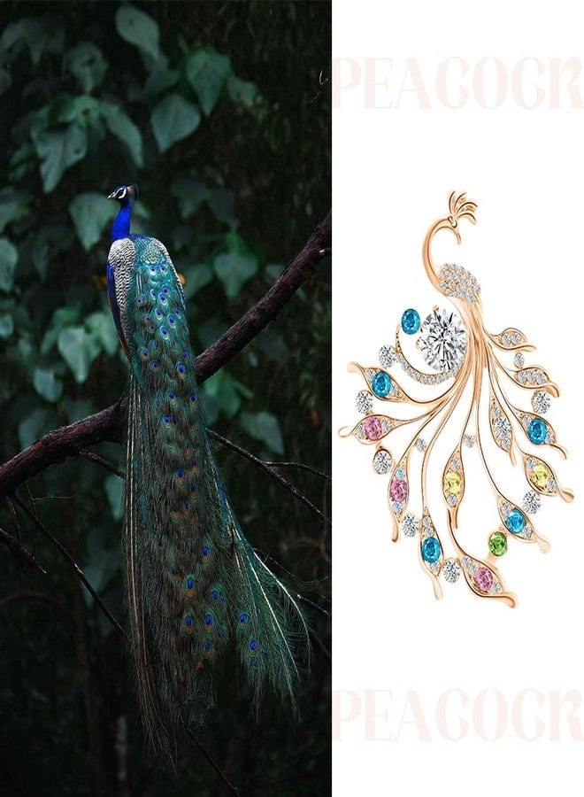 Bindex Brooch Pin for Women Girls Sparkling Metal Peacock Saree Brooch for Women Crystal Rhinestone Brooch Pin Clothing Accessories Jewellery Gift Saree Pins for Dress, Blazer, Shawl - Image 5