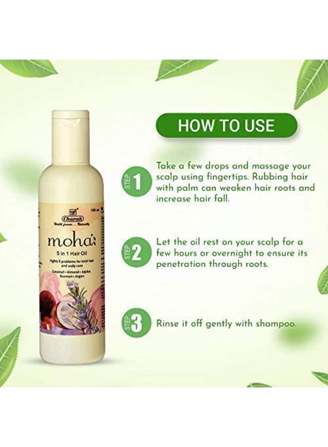 MOHA 5 In 1 Hair Oil For Hair Growth & Hair Fall Reduction Coconut Oil, Almond Oil, Rosemary Oil, Wheatgerm Oil, Tea Tree Oil & Sesame Oil, All Hair Type Clinically Proven, 100 Ml - Image 5
