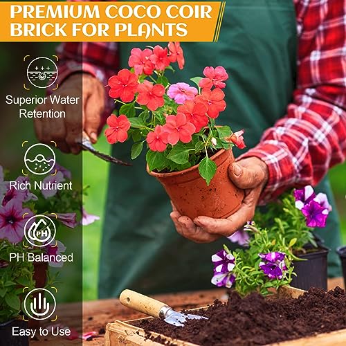 Miuwauer Organic Coco Coir 2 Pcs Compressed Coconut Coir Bricks Coconut Fiber Husk Substrate Mulch Coconut Bark Core Growing Medium Peat Moss Soil High Nutrition for Plants Gardening Seed Starting Soil Mix - Image 3