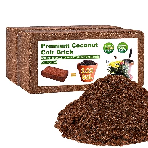 Miuwauer Organic Coco Coir 2 Pcs Compressed Coconut Coir Bricks Coconut Fiber Husk Substrate Mulch Coconut Bark Core Growing Medium Peat Moss Soil High Nutrition for Plants Gardening Seed Starting Soil Mix - Image 1