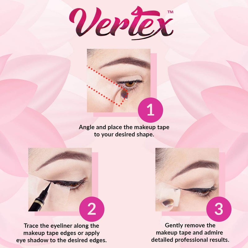 VERTEX Makeup Tape Eyeliner Stencils Pencil Liquid Liner Wing Tips Firm Hold Clean Edge Eyeshadow Lines Palette Primer Cream Real Beginners Techniques Use Brush Pen Stamp Sharpener Angled Shadow Shields Pads - Image 4