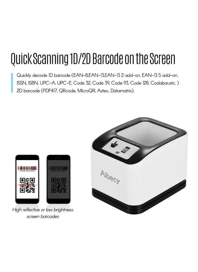 NIBEMINENT 2200 1D and 2D Bar Code Scanner Black/White  - Image 4