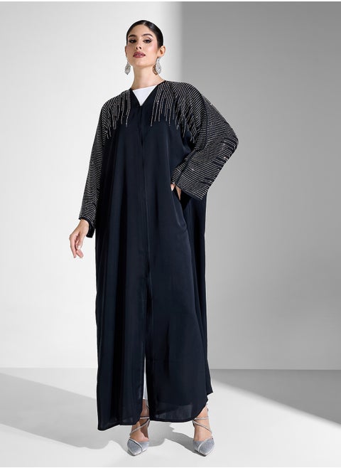 Abaya With Embellished Sleeves & Sheila
