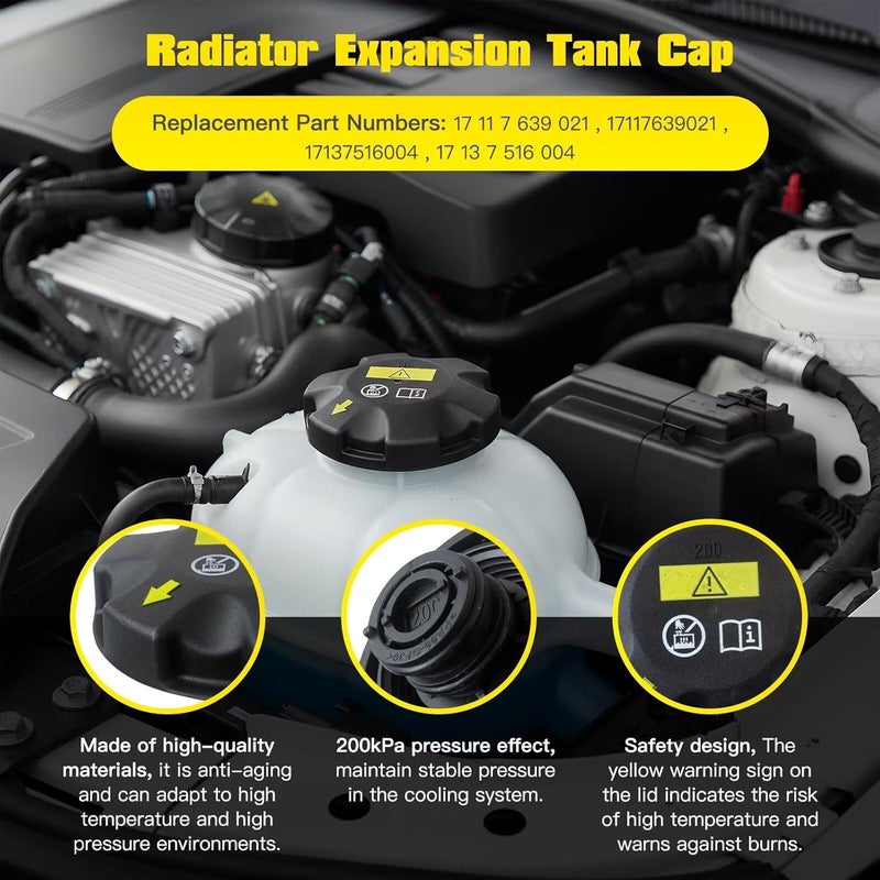 Radiator Coolant Expansion Tank Cap Cover 17117639021 17137516004 (2.0bar) Suited for BMW 2020- M8 - Image 4