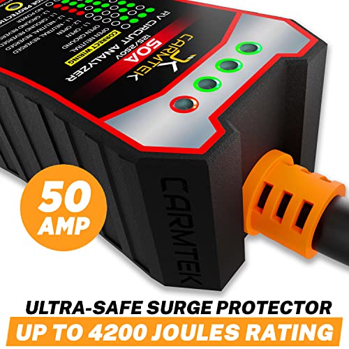 CARMTEK RV Surge Protector 50 Amp - RV Circuit Analyzer with Integrated Surge Protection - Smart 50 Amp Surge Voltage Defender with Grip Handles - Image 2