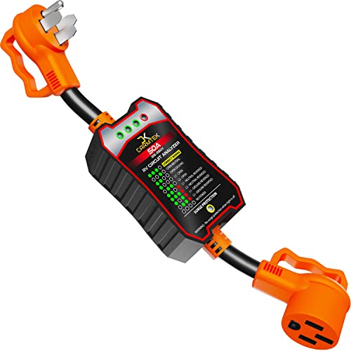 CARMTEK RV Surge Protector 50 Amp - RV Circuit Analyzer with Integrated Surge Protection - Smart 50 Amp Surge Voltage Defender with Grip Handles - Image 1