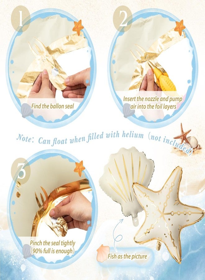 Gejoy 6 Pcs Starfish & Seashell Balloons, Under The Sea Party Decorations, Mermaid Birthday Ocean Theme Balloon for Baby Shower Beach Party Supplies - Image 5