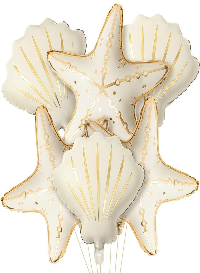 Gejoy 6 Pcs Starfish & Seashell Balloons, Under The Sea Party Decorations, Mermaid Birthday Ocean Theme Balloon for Baby Shower Beach Party Supplies - Image 1