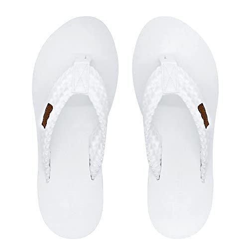 MALIDA Womens Wedge Arch Support Flip Flops Cushion Soft Rubber Midsole Platform Thong Sandals with Rubber Sole,White US 8 - Image 5