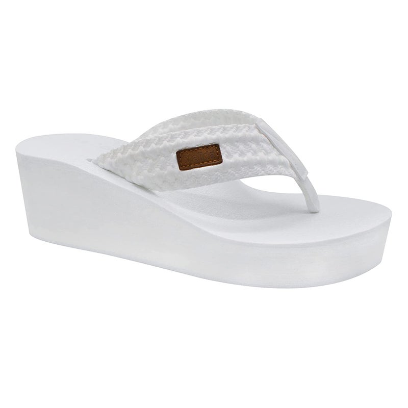 MALIDA Womens Wedge Arch Support Flip Flops Cushion Soft Rubber Midsole Platform Thong Sandals with Rubber Sole,White US 8 - Image 4