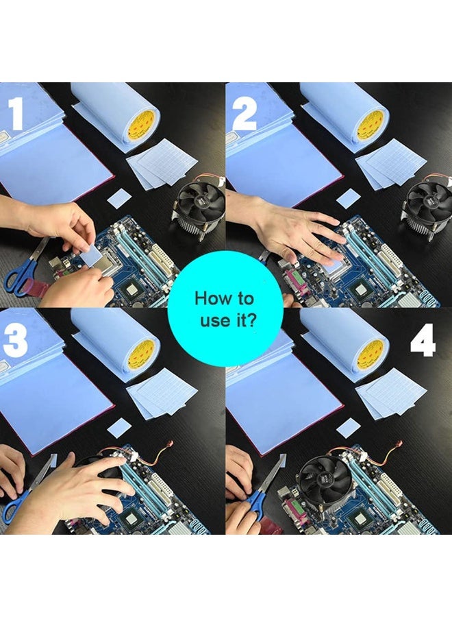 Chabeia 4 Pack Thermal Pad,100x100mm 0.5mm 1mm 1.5mm 2mm Highly Efficient Thermal Conductivity 6.0 W/mK,Heat Resistant Silicone Thermal Pads for Laptop Heatsink CPU GPU SSD IC LED Cooler - Image 2