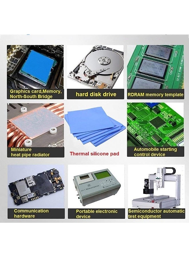 Chabeia 4 Pack Thermal Pad,100x100mm 0.5mm 1mm 1.5mm 2mm Highly Efficient Thermal Conductivity 6.0 W/mK,Heat Resistant Silicone Thermal Pads for Laptop Heatsink CPU GPU SSD IC LED Cooler - Image 4