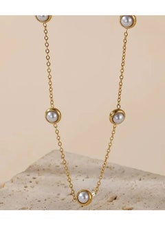 Home Clearance Sale [Vacation Ready] Elegant 4pcs Pearl-Embellished Stainless Steel Jewelry Set - Includes Necklace, Bracelet, Earrings - Ideal for Parties, Gatherings, and Daily Wear  - Image 2
