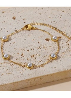 Home Clearance Sale [Vacation Ready] Elegant 4pcs Pearl-Embellished Stainless Steel Jewelry Set - Includes Necklace, Bracelet, Earrings - Ideal for Parties, Gatherings, and Daily Wear  - Image 4