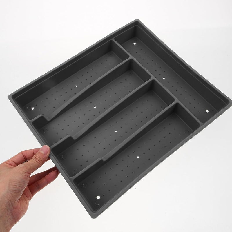 Flatware Organizer Tray for Drawer, Gray Plastic Utensil Holder with Dust-resistant Design, Cutlery Silverware Storage for Kitchen Drawer Organization - Image 4