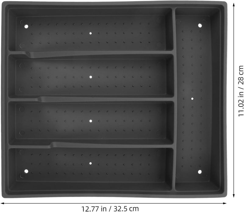 Flatware Organizer Tray for Drawer, Gray Plastic Utensil Holder with Dust-resistant Design, Cutlery Silverware Storage for Kitchen Drawer Organization - Image 2