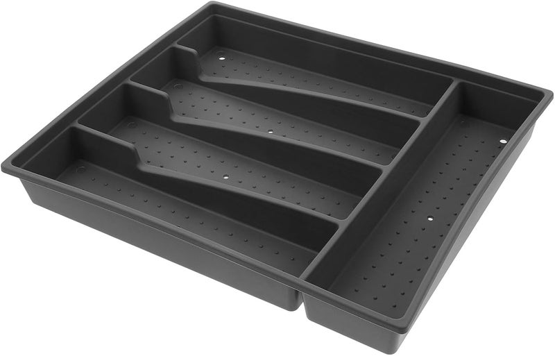 Flatware Organizer Tray for Drawer, Gray Plastic Utensil Holder with Dust-resistant Design, Cutlery Silverware Storage for Kitchen Drawer Organization - Image 1