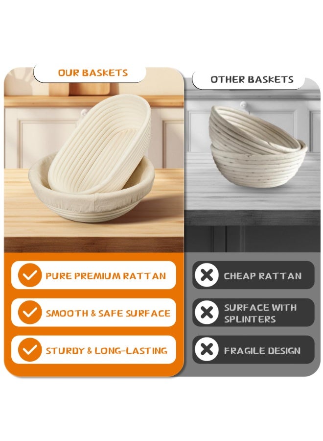 2-Pack Oval Banneton Proofing Basket, 25*15*8CM Natural Rattan Bread Dough Proofing Bowl for Artisan Sourdough Baking (Without Lined） - Image 2