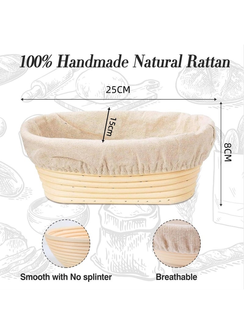 2-Pack Oval Banneton Proofing Basket, 25*15*8CM Natural Rattan Bread Dough Proofing Bowl for Artisan Sourdough Baking (Without Lined） - Image 3
