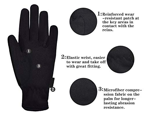 ChinFun Horse Riding Glove Equestrian Gloves Kids for Boys Girls Horseback Riding Gloves Grip for Youth Children Riding Sports Biking Cycling Gardening Black Size XL - Image 3