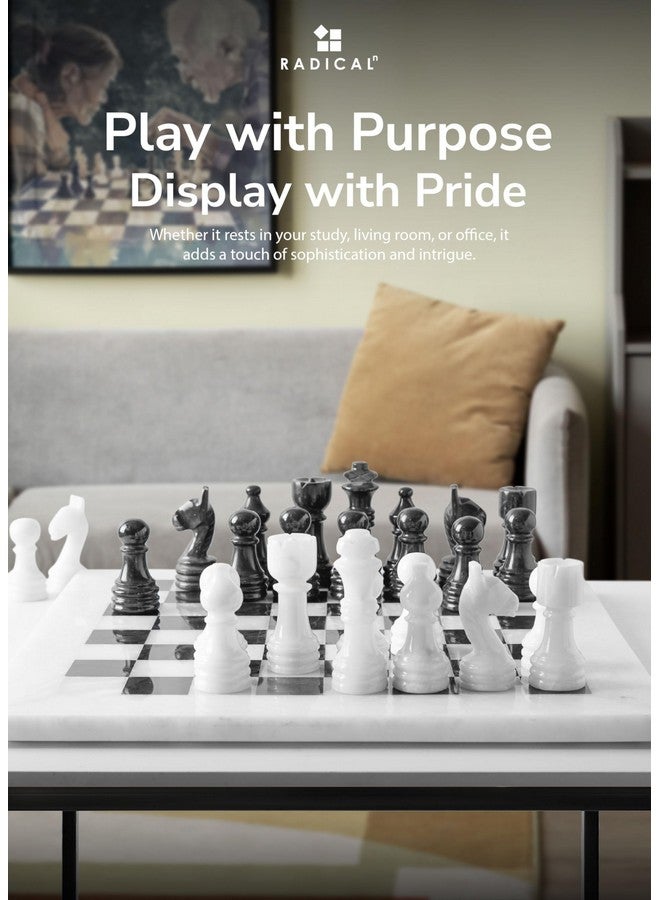 Radicaln Marble Chess Set 12 Inches White and Black Handmade Chess Sets for Games for Adults - 1 Chess Board & 32 Chess Pieces 2 Player Games - Travel Chess Board Game - Image 5