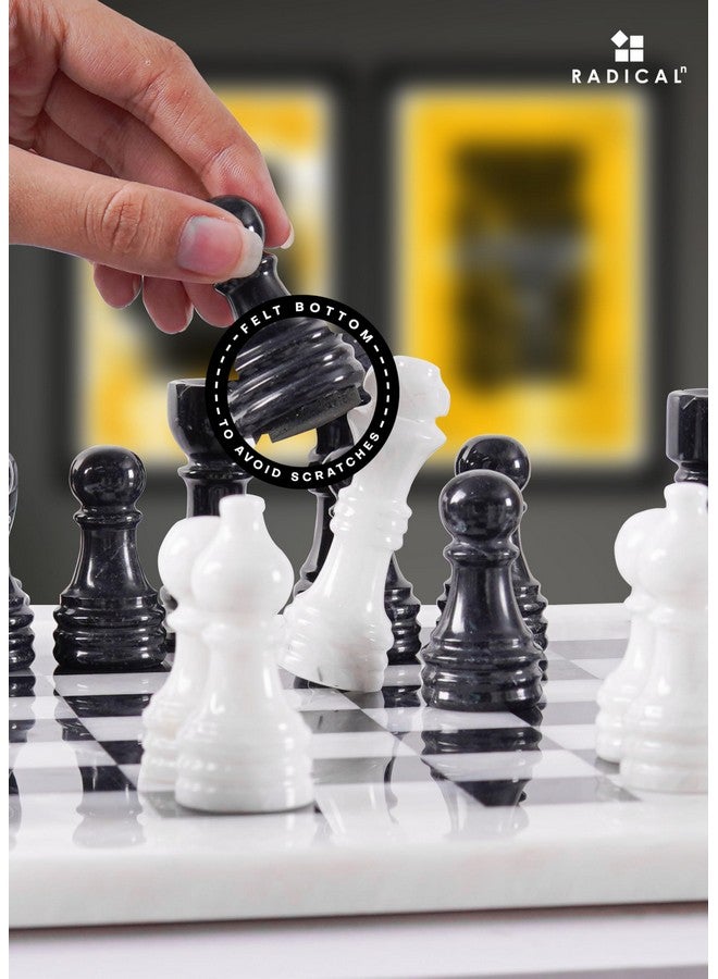 Radicaln Marble Chess Set 12 Inches White and Black Handmade Chess Sets for Games for Adults - 1 Chess Board & 32 Chess Pieces 2 Player Games - Travel Chess Board Game - Image 4