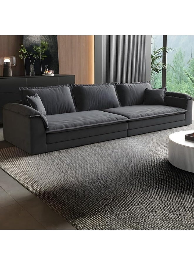 Comfynest Modern Tech Cloth Sofa with Latex Seat Fill Material and Solid Color-259.08 x 119.38 x 80.01 cm Grey