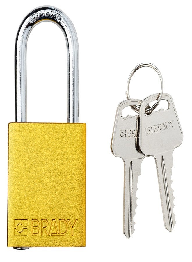 Brady Safety Lockout Padlock Sets - 6 Pack - Yellow - Keyed Alike Safety Lockout Padlocks - 2 Keys Per Lock - SDAL-YLW-38ST-KA6 - Image 2