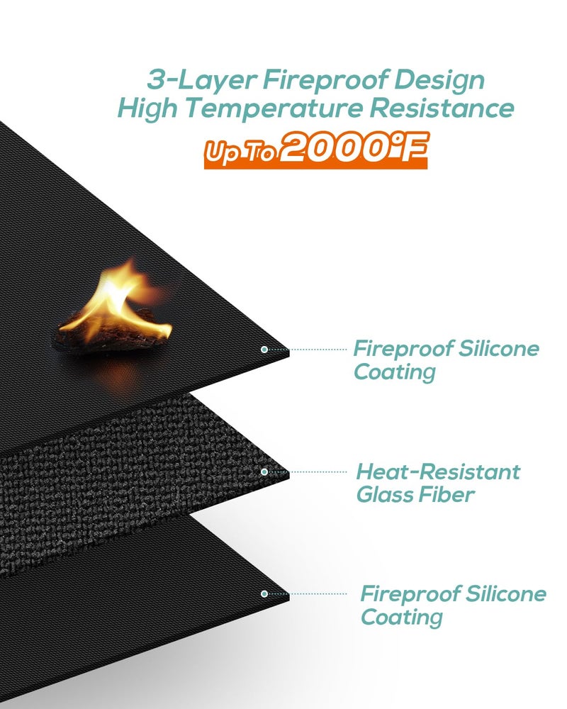 FIREWESS 30 x 48inch Grill Mat for Outdoor Grill,Double-Sided Fireproof Grill Pad,Perfect for Outdoor Barbecue Spots,Fireproof, Waterproof, and Oilproof BBQ Protector for Decks and Patios - Image 5