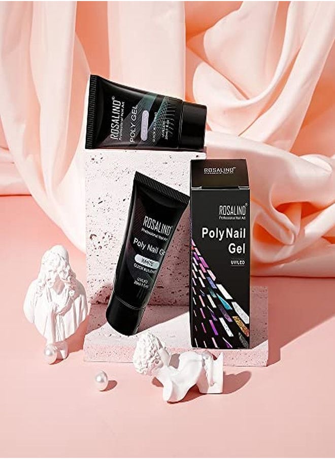 Rosalind K&White Extension Gel Rosalind 2 Pcs 30Ml White Poly Nail Gel Kit Soft Pink Nail Builder For Nail Art Decoration Nail Thickening Poly Nail Gel Tube Easy To Diy Use Need Uv Lamp  - Image 5