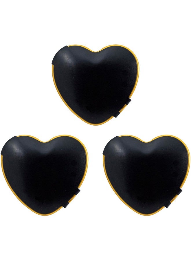 ستيفاني إمبورتس مجموعة من 3 مرايا مدمجة مزدوجة اللون على شكل قلب مع لمسة نهائية معدنية مصقولة (أسود وذهبي) - Image 1