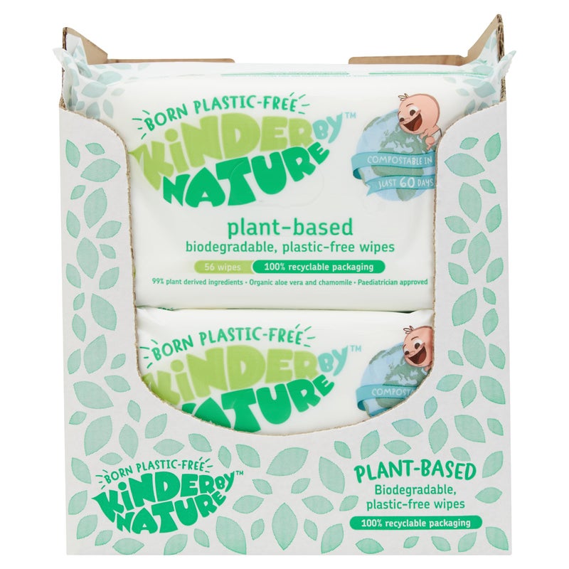 jackson reece Kinder by Nature Plant Based Baby Wipes - 100% Biodegradable & Compostable, 672 Count (12 Packs of 56) - 99% Plant-Based Ingredients, Plastic-Free Wipes - Image 1