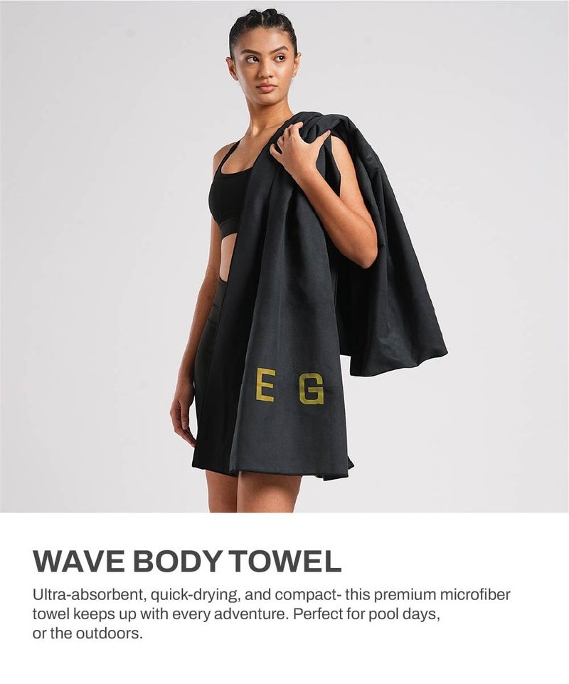 TEGO منشفة ويف للجسم بالكامل | منشفة ميكروفايبر سريعة الجفاف ومضغوطة للجيم والسباحة والسفر | 150 × 75 سم منشفة كاملة الطول - سوداء - Image 5