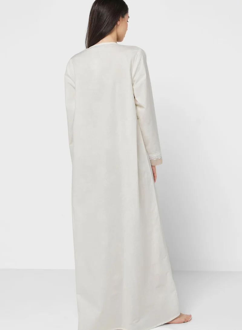 KASHKHA Contrast Lace Detail Nightdress