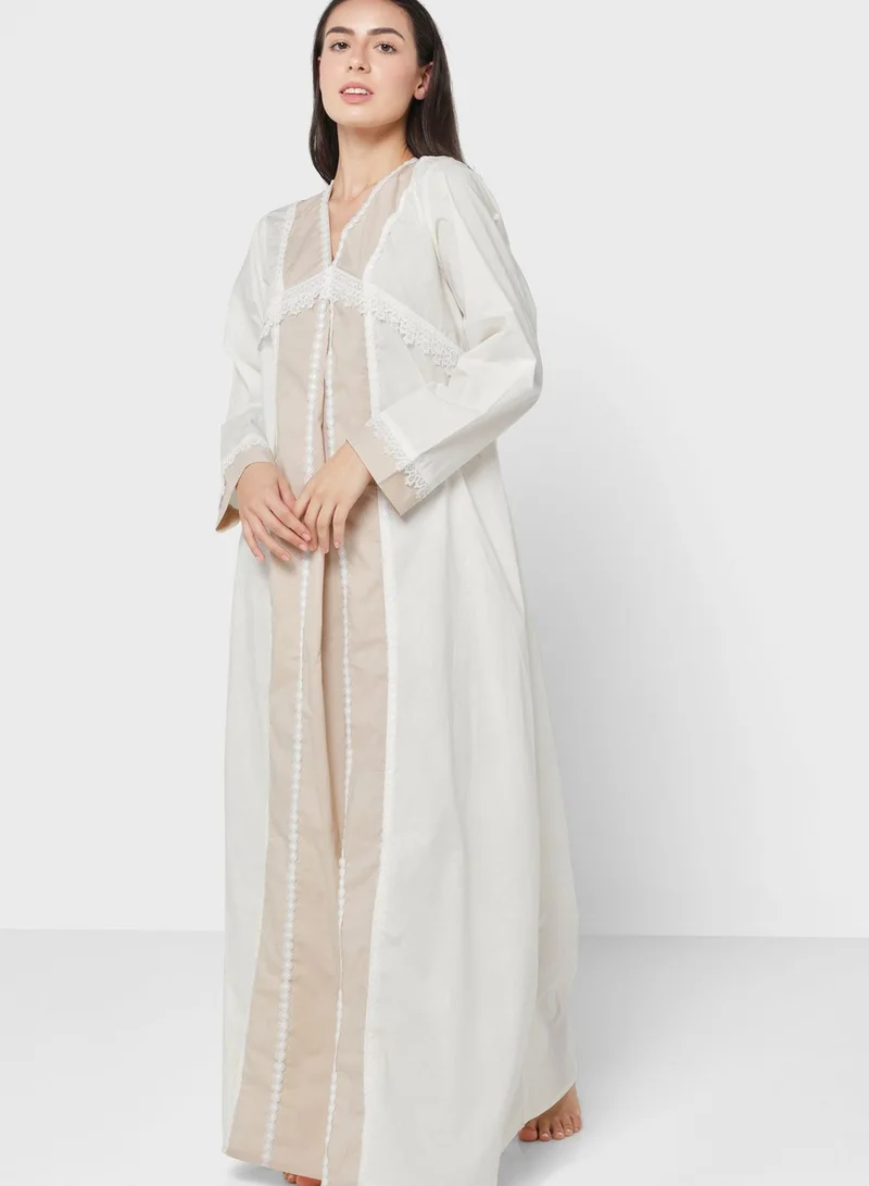 KASHKHA Contrast Lace Detail Nightdress