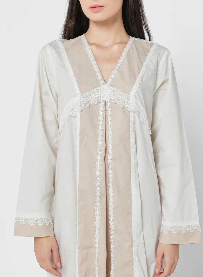 KASHKHA Contrast Lace Detail Nightdress