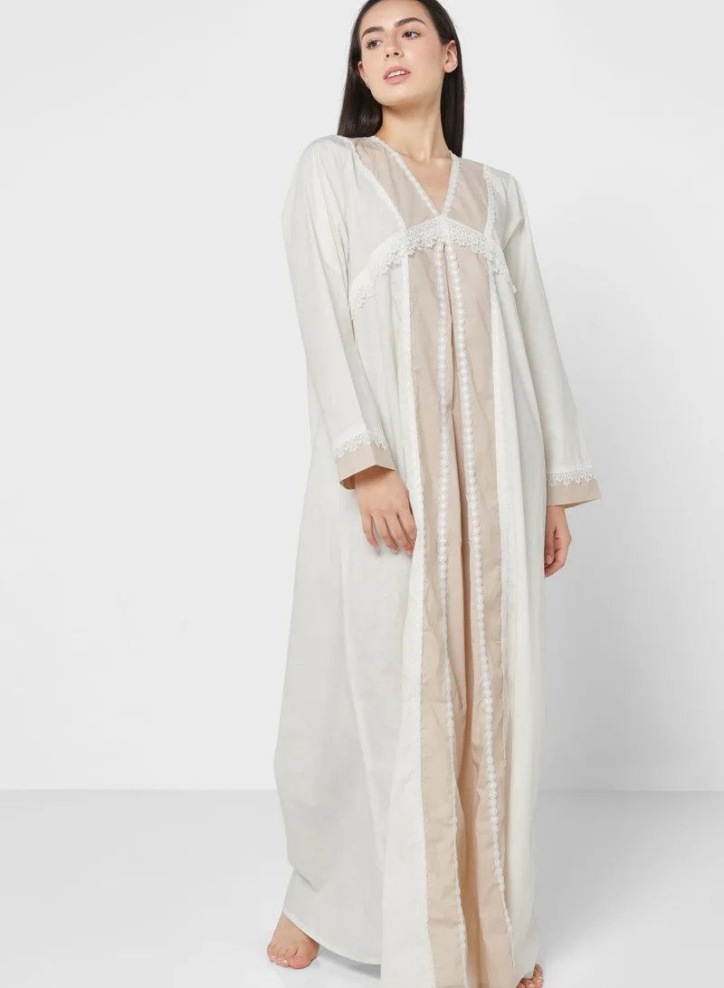 KASHKHA Contrast Lace Detail Nightdress