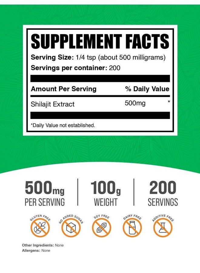بالك سابلمنتس مسحوق مستخلص الشيلاجيت من BulkSupplements.com - مكمل حمض الفولفيك، مكمل الشيلاجيت - خالٍ من الغلوتين، 500 ملغ لكل حصة من مسحوق الشيلاجيت، 100 غرام (3.5 أونصة) (عبوة من قطعة واحدة) - Image 2