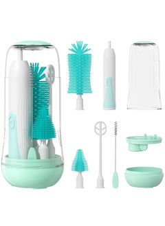 Super ZYouth Electric Bottle Brush Cleaner, Travel Bottle Cleaner Kit for Baby with Silicone Bottle, Nipple and Straw Brush, Stirring Head, Drying Rack and Storage Box, Green  - Image 1