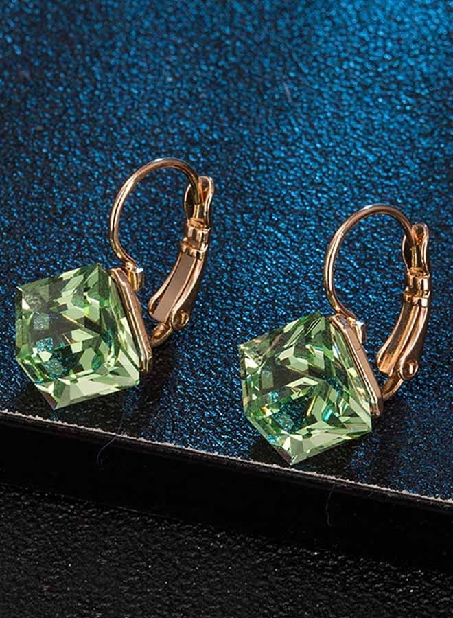 EVEVIC Cube Austrian Crystal Drop Leverback Earrings for Women Fashion 14K Rose Gold Plated Hypoallergenic Jewelry - Image 3