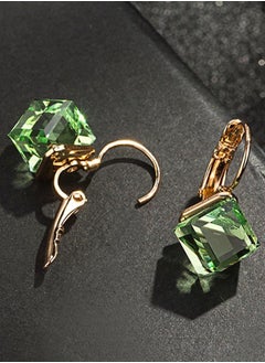 EVEVIC Cube Austrian Crystal Drop Leverback Earrings for Women Fashion 14K Rose Gold Plated Hypoallergenic Jewelry  - Image 5