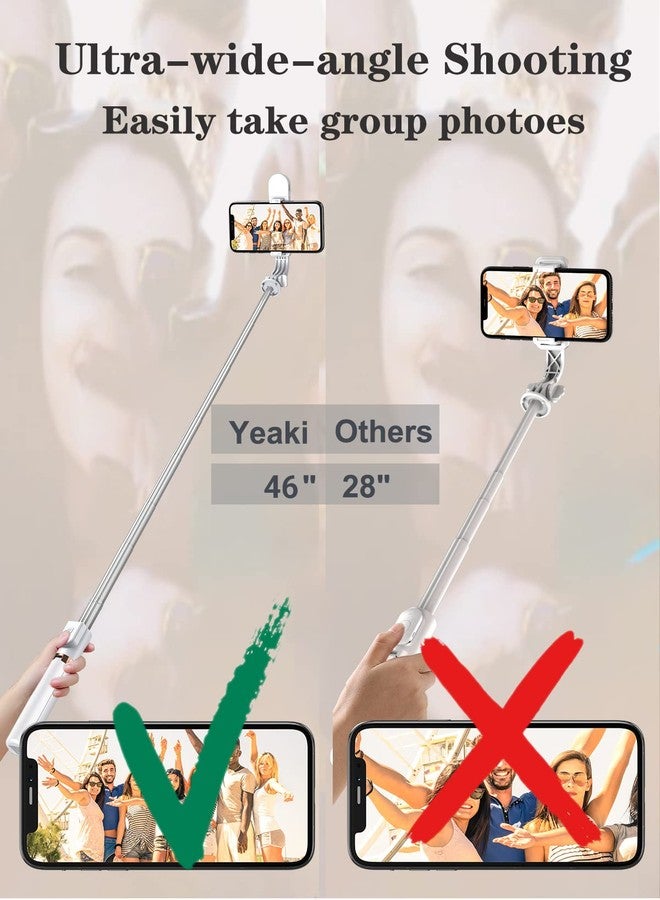 Yeaki Selfie Stick Tripod with Wireless Remote, 46'' Cellphone Selfie Stick Tripod with LED Fill Light, for iPhone 16/15/14/14 pro/13/13 Pro/12/11/11 Pro/XS Max/XS/XR/X/8/7 and Android Smartphone(Upgrade) - Image 5
