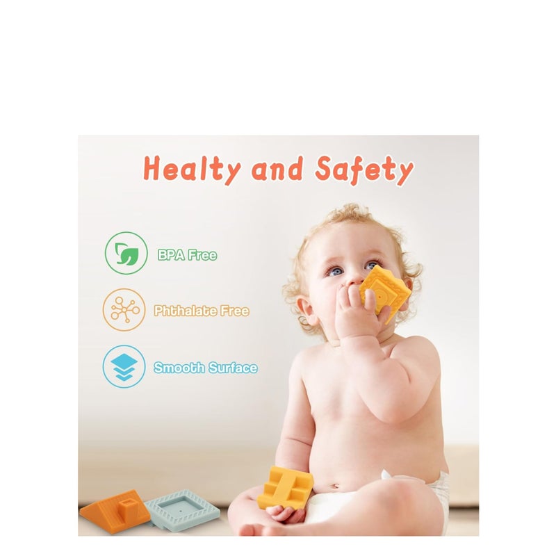 SOLARAE كتل الأطفال كتل بناء ناعمة، 10 قطع كتل تكديس مونتيسوري حسية ضغط ألعاب التسنين للأطفال الصغار 6 12 18 شهر، هدية مثالية لعيد ميلاد الأولاد والبنات - Image 4