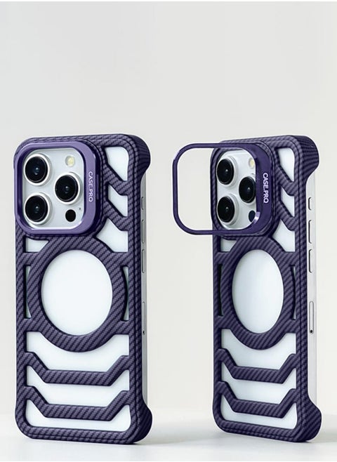 Apple iPhone 16 Pro Case Pro series Carbon Fiber Magnetic Frameless back cover Case with Invisible Stand and Enhanced Cooling Airflow