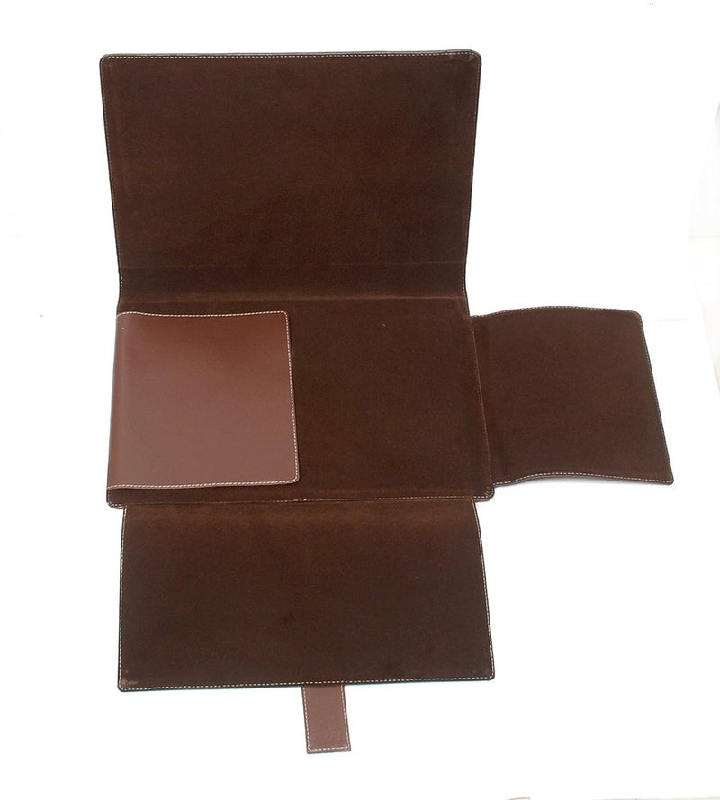 NJ OVERSEAS Dak Folder Rfid Protected,Leather Binder File,Four Flapper Pu Leather Folder,Useful For Keeping Highly Precious Documents,Leather Cover With Velcro Belt Closure(Size: 15 X 11 Inch)(Brown) - Image 2